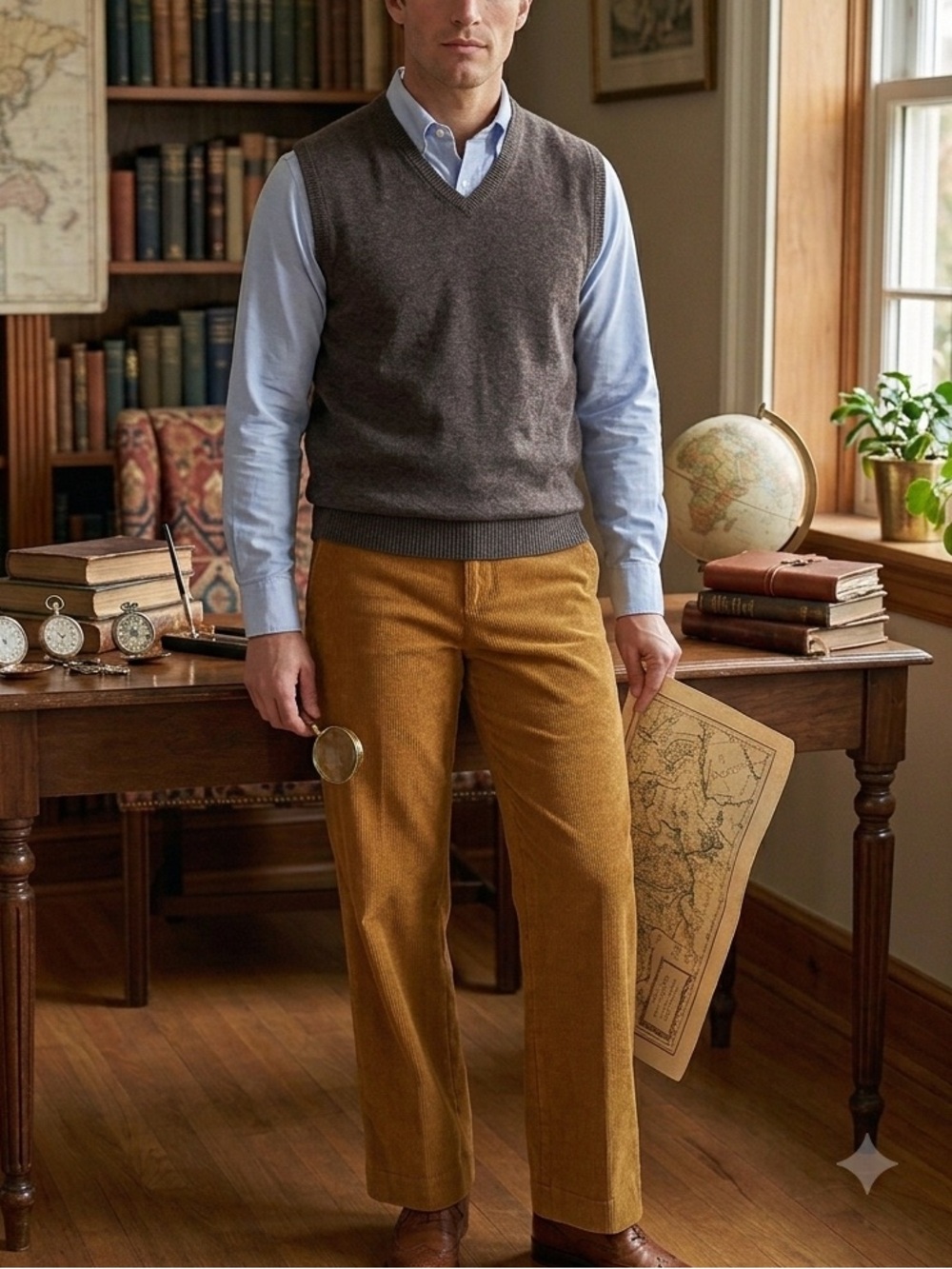 Electic Grandpa- Pronto Uomo Brown V-Neck Sweater Vest